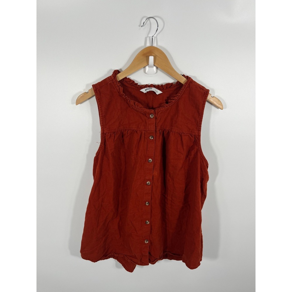 Womens Babydoll Top XL Burnt Orange Ruffle Western Rodeo Concert Festival‎